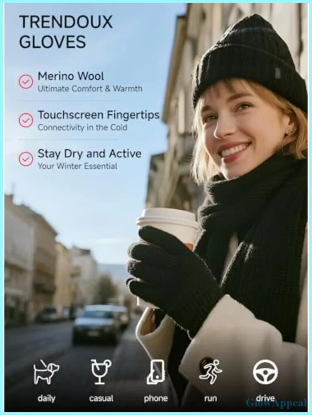 Merino Wool Touchscreen Gloves Non-Slip Knitted Winter Gloves for Men Women
